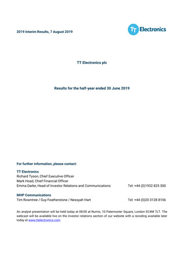 Thumbnail TT Electronics Half-year Report 2019-h1