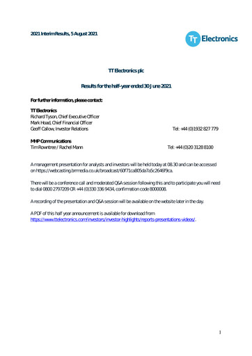 Thumbnail TT Electronics Half-year Report 2021-h1