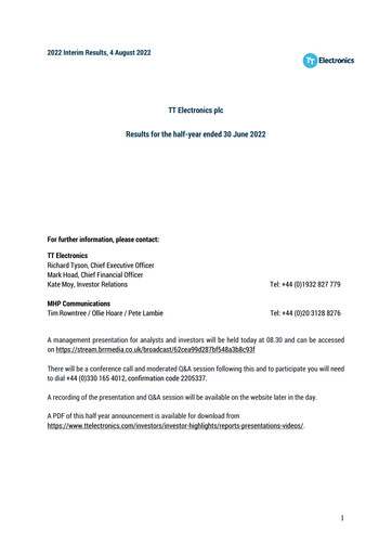 Thumbnail TT Electronics Half-year Report 2022-h1