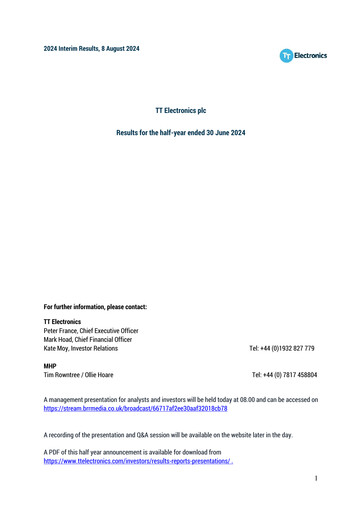 Thumbnail TT Electronics Half-year Report 2024-h1