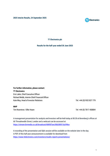 Thumbnail TT Electronics Half-year Report 2025-h1