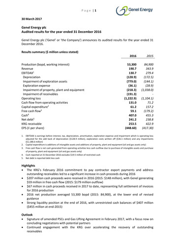 Thumbnail Genel Energy Financial Report 2016