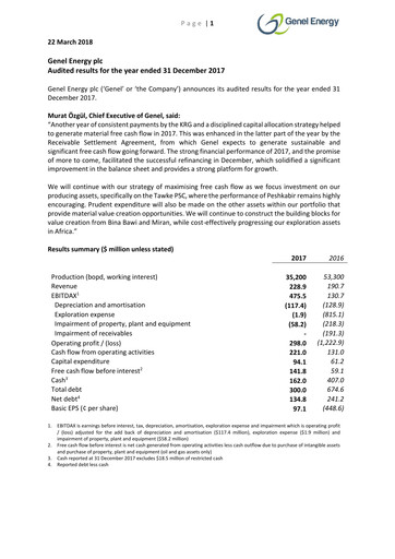 Thumbnail Genel Energy Financial Report 2017