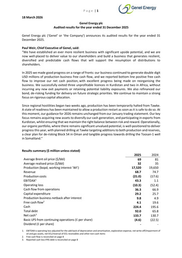 Thumbnail Genel Energy Financial Report 2025