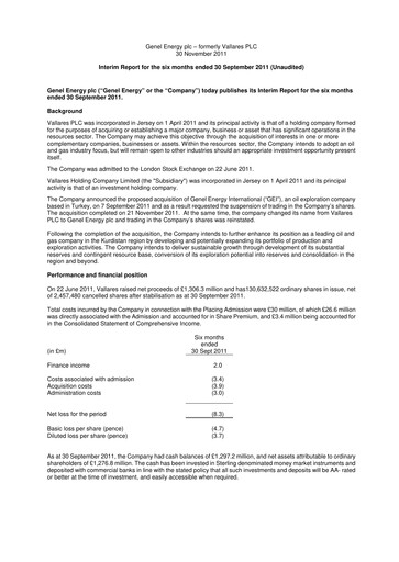 Vorschaubild Genel Energy Halbjahresbericht 2011-h1