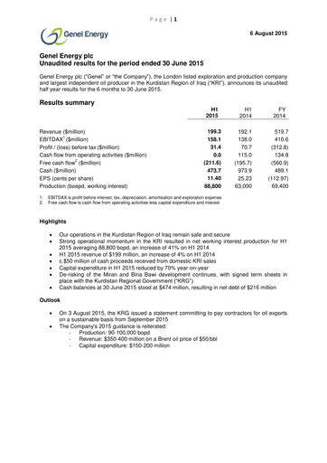 Thumbnail Genel Energy Half-year Report 2015-h1