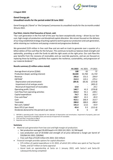 Thumbnail Genel Energy Half-year Report 2022-h1
