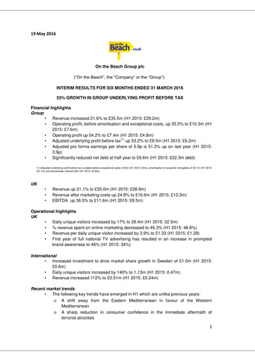 Thumbnail On the Beach Group Half-year Report 2016-h1