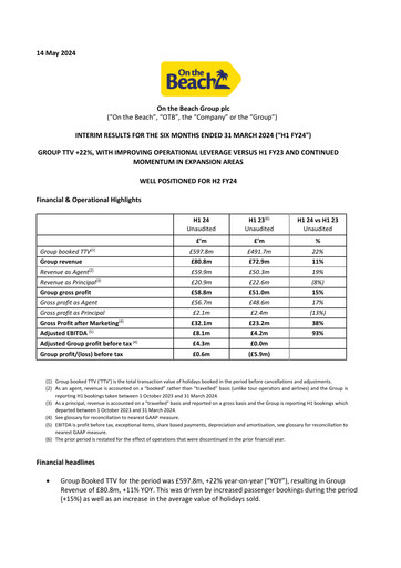 Thumbnail On the Beach Group Half-year Report 2024-h1