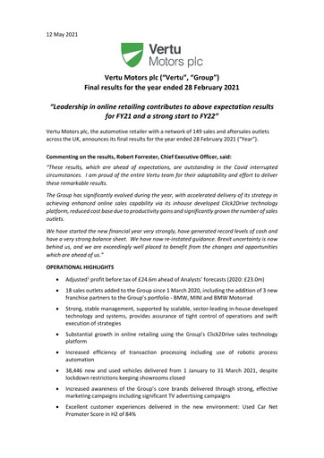 Thumbnail Vertu Motors Financial Report fy2021