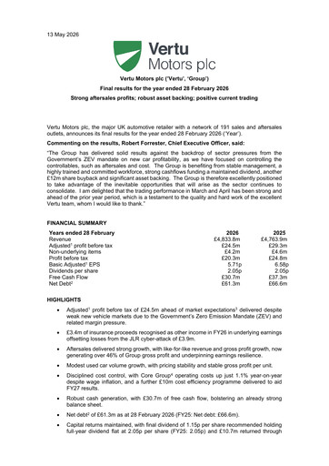 Thumbnail Vertu Motors Financial Report fy2026