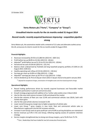 Miniature Vertu Motors Rapport semestriel 2014-h1