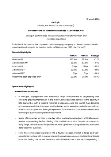 Miniature Fonix Mobile Rapport semestriel 2026-h1