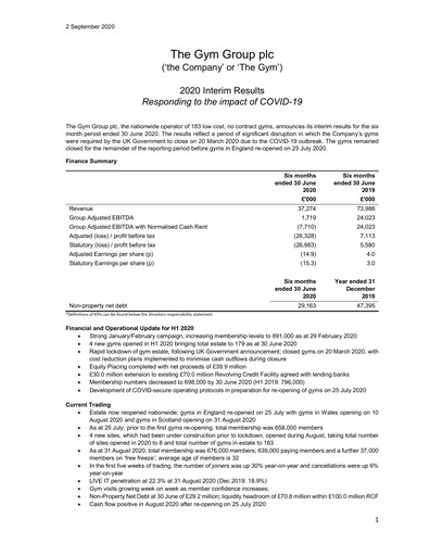 Thumbnail The Gym Group Half-year Report 2020-h1