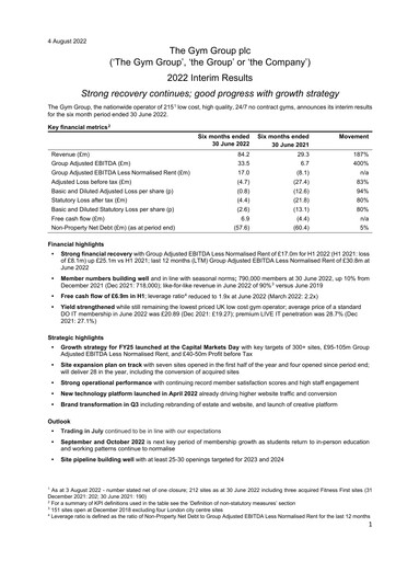 Thumbnail The Gym Group Half-year Report 2022-h1
