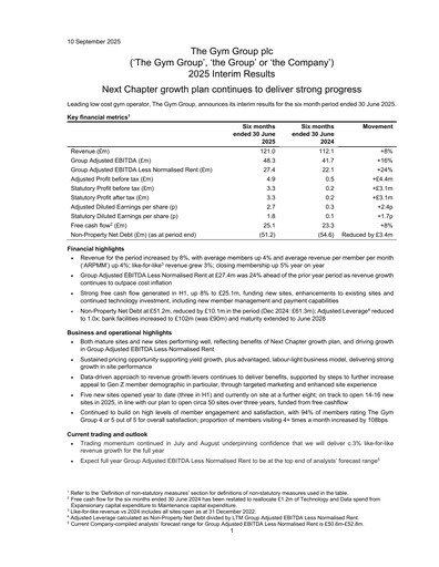 Thumbnail The Gym Group Half-year Report 2025-h1