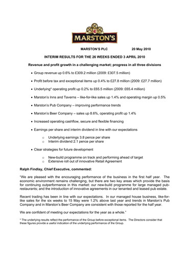 Thumbnail Marston's Half-year Report 2010-h1