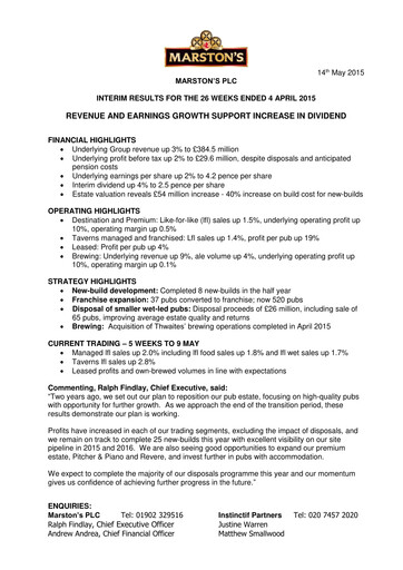 Thumbnail Marston's Half-year Report 2015-h1