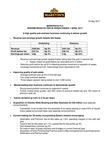 Thumbnail Marston's Half-year Report 2017-h1