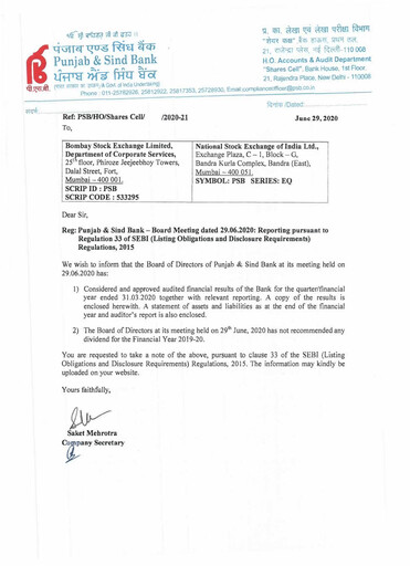 Vorschaubild Punjab & Sind Bank Quartalsbericht 2020-q1