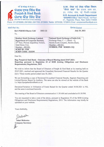 Vorschaubild Punjab & Sind Bank Quartalsbericht 2021-q2