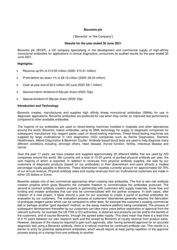 Thumbnail Bioventix Financial Statement fy2021