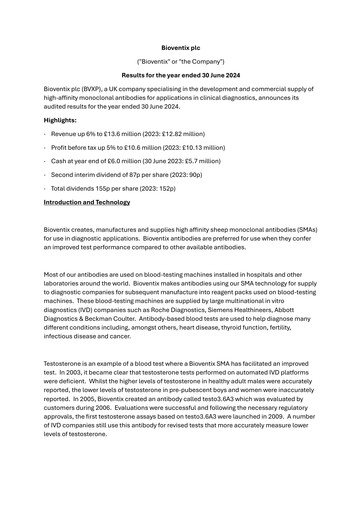 Thumbnail Bioventix Financial Statement fy2024