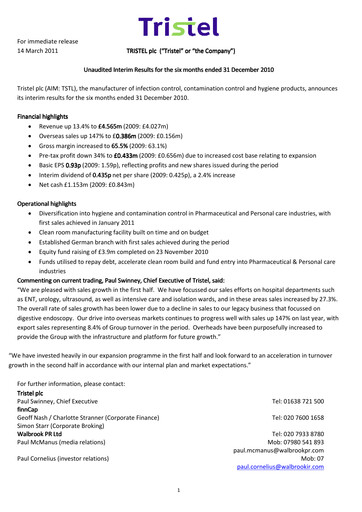 Miniature Tristel Rapport semestriel fy2011-h1