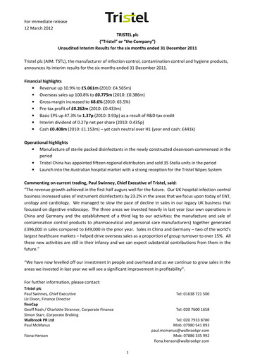 Miniature Tristel Rapport semestriel fy2012-h1