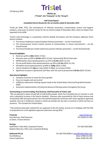 Miniature Tristel Rapport semestriel fy2016-h1