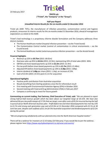 Miniature Tristel Rapport semestriel fy2017-h1