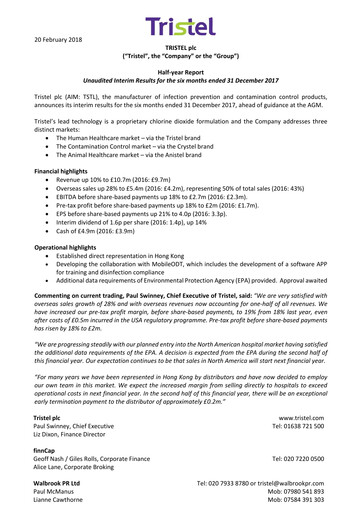 Miniature Tristel Rapport semestriel fy2018-h1
