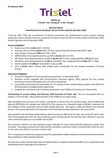 Miniature Tristel Rapport semestriel fy2019-h1