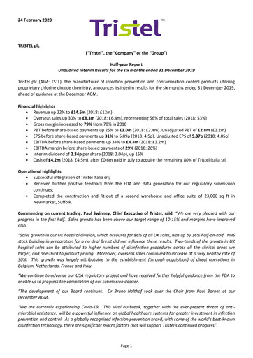 Miniature Tristel Rapport semestriel fy2020-h1