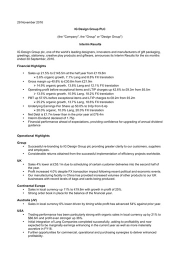 Thumbnail IG Design Group Half-year Report 2016-h1