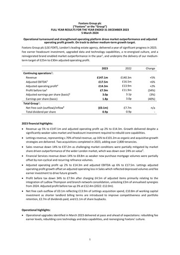 Thumbnail Foxtons Group Financial Report 2023