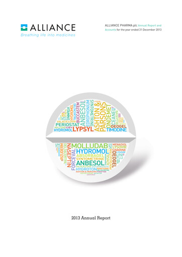Thumbnail Alliance Pharma Annual Report 2013