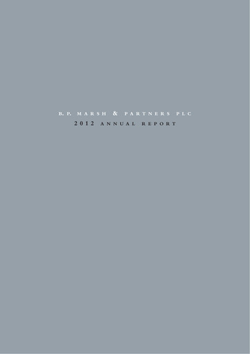 Vorschaubild B.P. Marsh & Partners Jahresbericht 2012