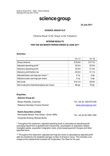 Thumbnail Science Group Half-year Report 2017-h1