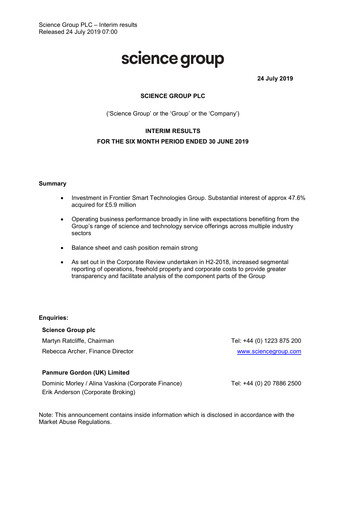 Thumbnail Science Group Half-year Report 2019-h1