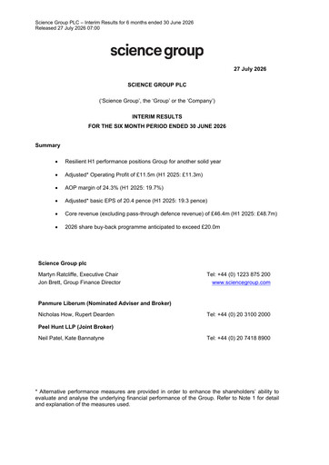 Thumbnail Science Group Half-year Report 2026-h1