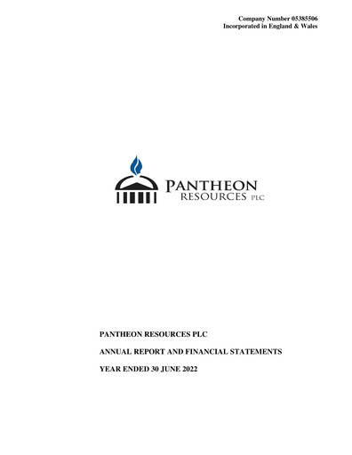 Thumbnail Pantheon Resources Annual Report 2022