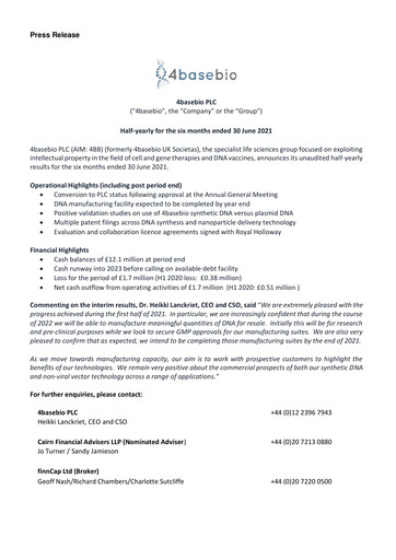 Thumbnail 4basebio Half-year Report 2021-h1