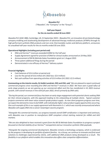 Thumbnail 4basebio Half-year Report 2023-h1