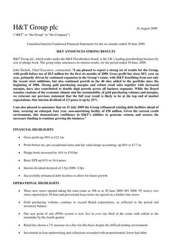 Thumbnail H&T Group plc Half-year Report 2009-h1