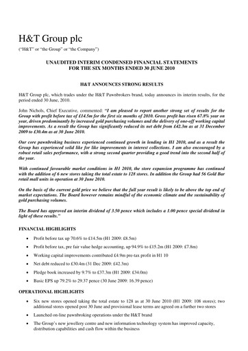Thumbnail H&T Group plc Half-year Report 2010-h1