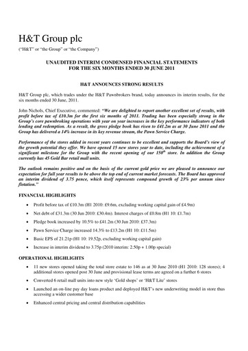 Thumbnail H&T Group plc Half-year Report 2011-h1