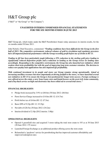 Thumbnail H&T Group plc Half-year Report 2013-h1