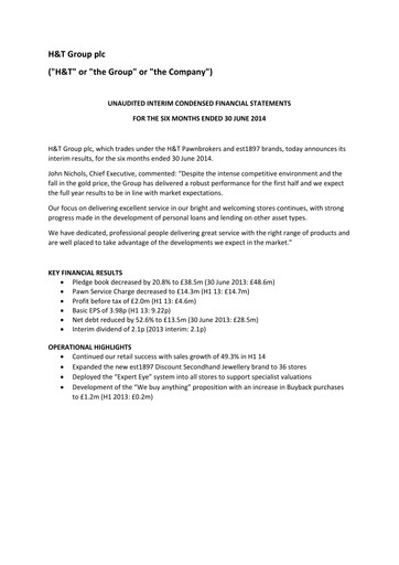 Thumbnail H&T Group plc Half-year Report 2014-h1