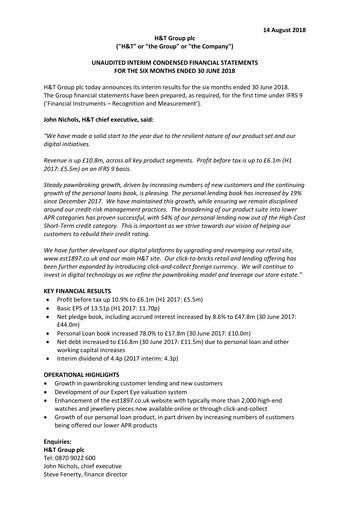 Thumbnail H&T Group plc Half-year Report 2018-h1